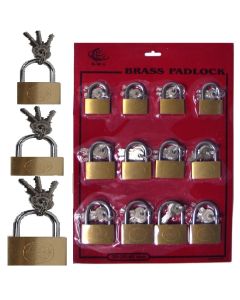 PADLOCKS 30/35/40 CARD OF 12