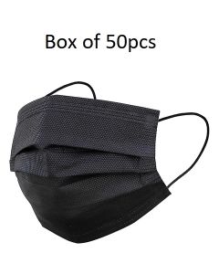 BLACK FACE MASK 3ply BOX-50s