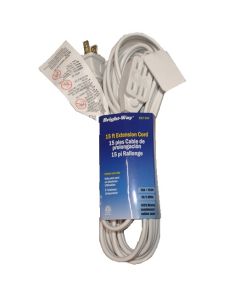 WHITE 15ft EXTEN CORD UL APRVD